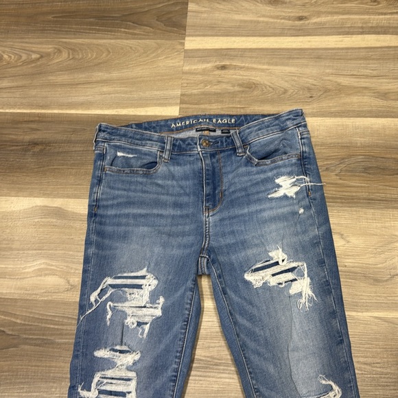 American Eagle Outfitters Blue jeggings Distressed Jeans size 8 - Picture 4 of 11